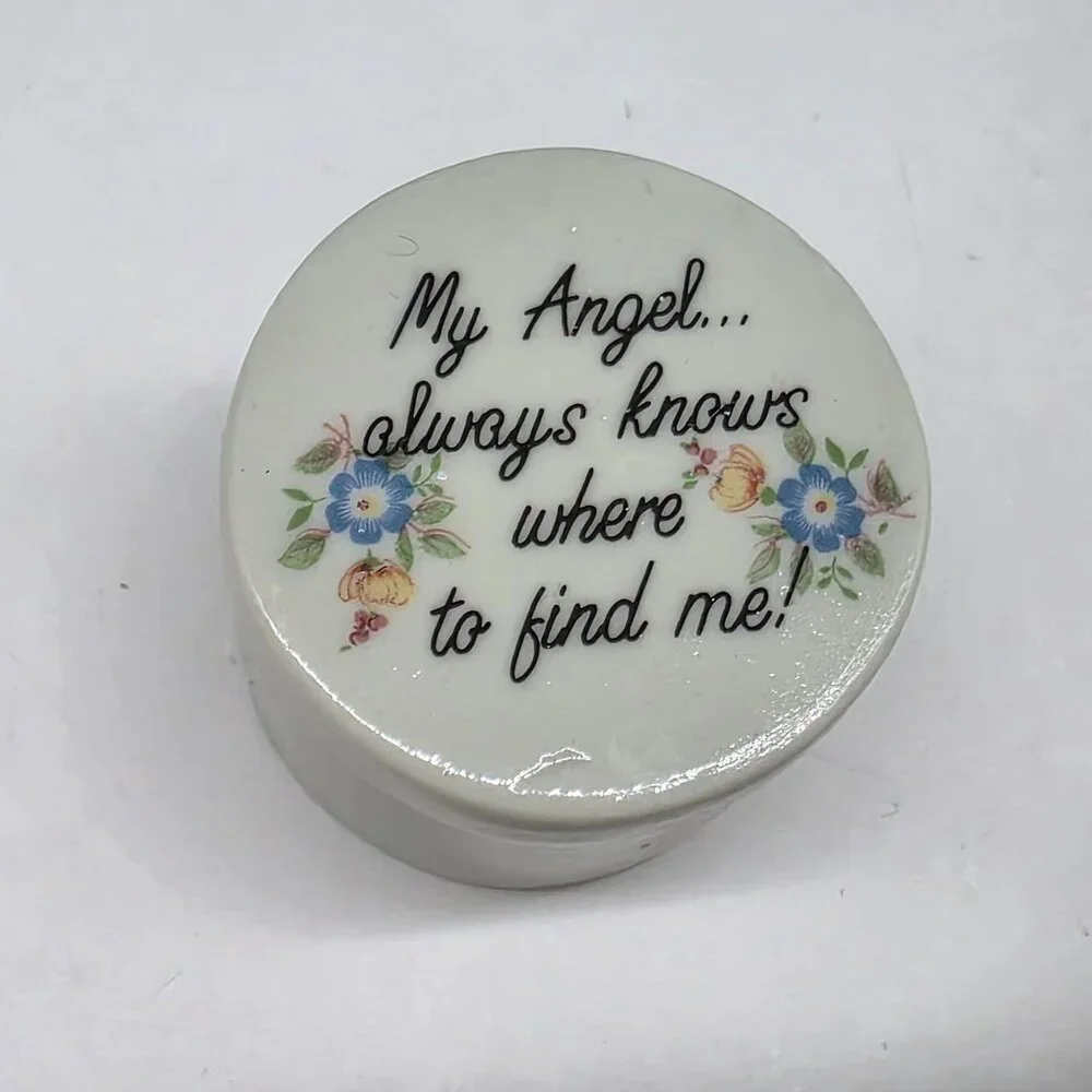Ceramic Angel Themed Trinket Boxes With Inspirational Quotes Round 1.5